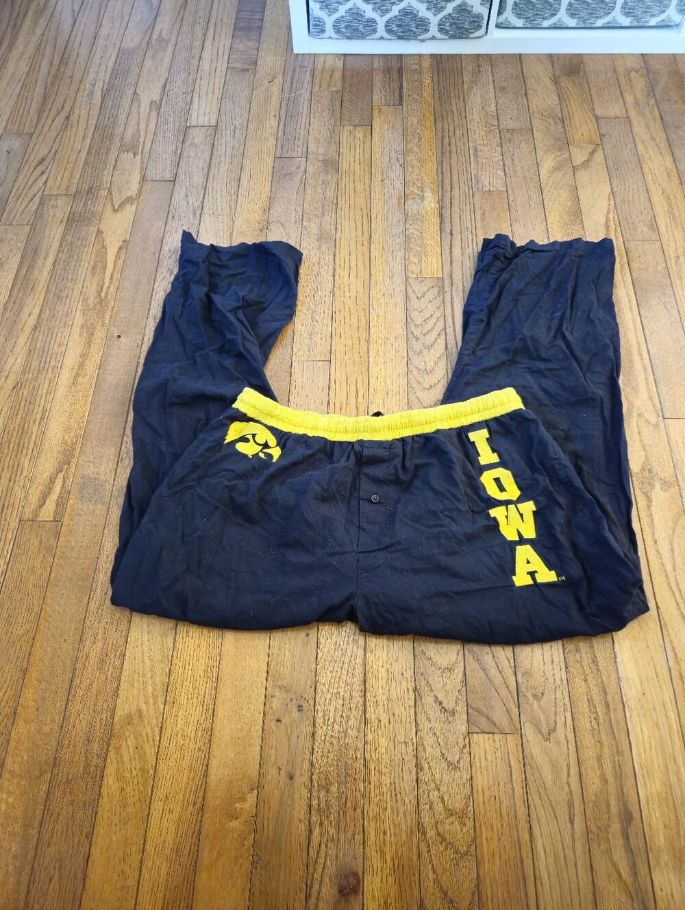 Y2K Iowa Hawkeyes Black & Gold Cotton Pajama Pants Large